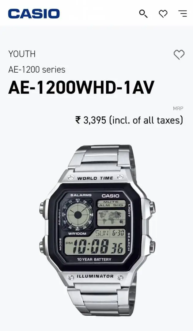 Casioo Illuminator AE-1200 WHD – Premium Stainless-Steel Digital Watch - Image 2