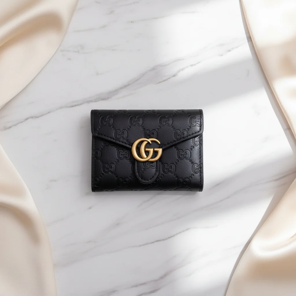 Gucc_i GG Marmont Black Leather Small Card Wallet