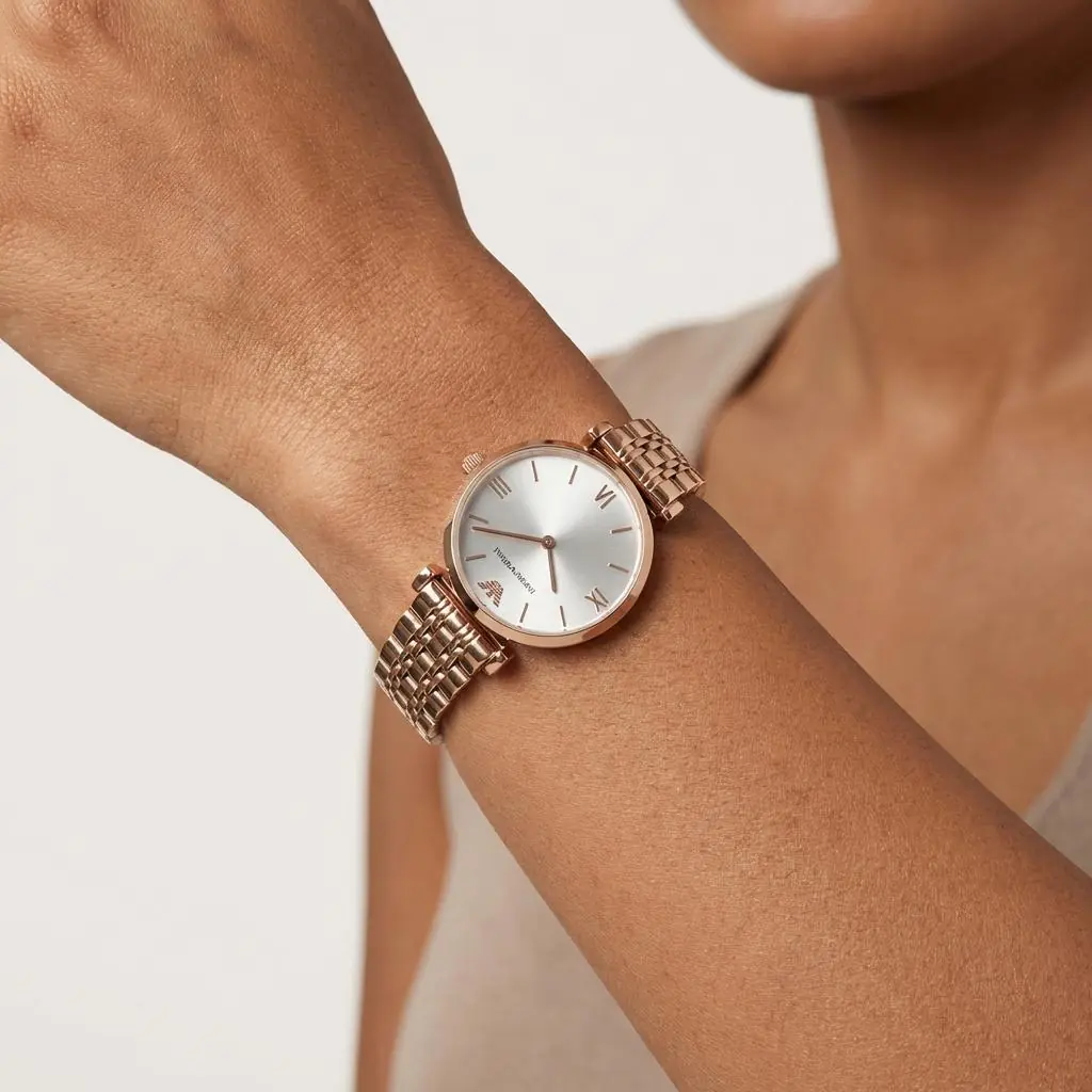 Empori_o Arman_i Women's Rose Gold-Tone Bracelet Watch - Image 2